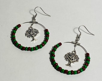 Tree of Life Hoop Earrings