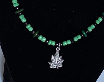 Green & Black Marijuana Necklace