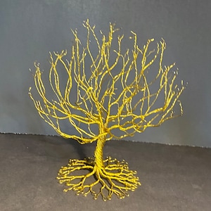 Beautiful Hand Twisted Golden Wire Tree Sculpture