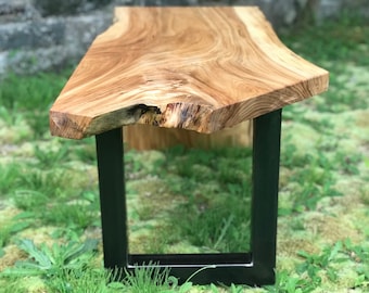 Elm | Table | Live Edge | Rustic | Coffee Table | Console Table | Modern | Natural | Top | Metal Legs | Wood