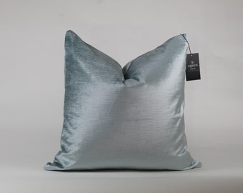 Ice Sky Blue Velvet Throw Pillow Cover