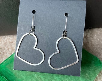 Floating Heart earrings with 925 sterling silver ear wires Handmade in USA