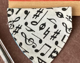 XXS Music bandana plus another- for cats or tiny dogs- slide bandannas onto collar Handmade in U.S.A.