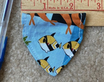 XXS Humuhumu… bandana plus another- for cats or tiny dogs- slide bandannas onto collar Handmade in U.S.A.