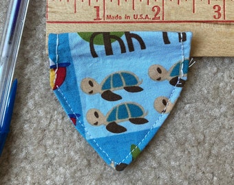 XXS Baby Turtles bandana plus another- for cats or tiny dogs- slide bandannas onto collar Handmade in U.S.A.