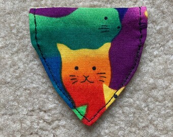 XXS Palette Cat bandana plus another- for cats or tiny dogs- slide bandannas onto collar Handmade in U.S.A.