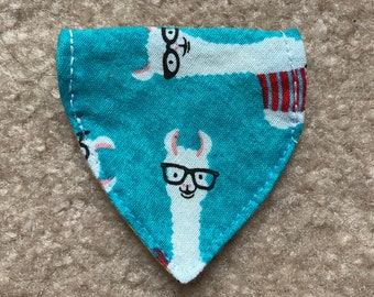 XXS Llamas bandana plus another- for cats or tiny dogs- slide bandannas onto collar Handmade in U.S.A.