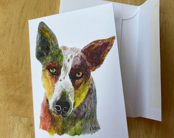 Red ACD greeting cards (3.5"x 5") Australian Cattle Dog Red Queensland Heeler watercolor painting