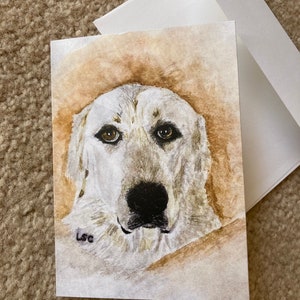 Great Pyrenees greeting cards (3.5&quot;x 5&quot;) watercolor painting Pyrenean Mountain Dog