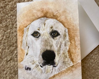 Great Pyrenees greeting cards (3.5"x 5") watercolor painting Pyrenean Mountain Dog