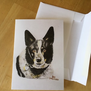 ACD greeting cards (3.5&quot;x 5&quot;) Australian Cattle Dog Blue Red Queensland Heeler watercolor