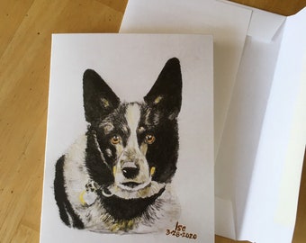 Blue ACD greeting cards (3.5"x 5") Australian Cattle Dog Queensland Heeler watercolor painting