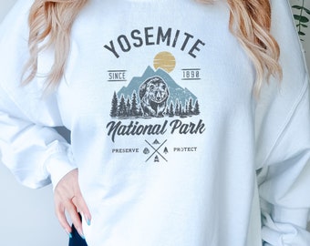 Yosemite National Park Hiking camping outdoors gift souvenir gift for him her road trip, Unisex Crewneck Sweatshirt