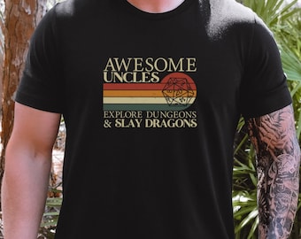 Awesome Uncles Slay Dragons DND RPG Gamer Dungeon Master gift for uncle  Unisex Jersey Short Sleeve Tee T-shirt