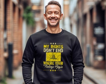Vlag van Gadsen My Rights Don't End 2A Conservative My Rights Don't End Vlag cadeau voor hem papa unisex sweatshirt met ronde hals