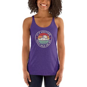 Funny hiking mountain adventure camping retro vintage another mile Next Level 6733 Ladies' Triblend Racerback Tank image 6