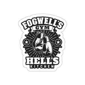 Fogwells Gym comic book Nelson and Murdock lawyer boxing geek gift Indoor Outdoor laptop water bottle car Die-Cut Stickers