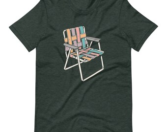 Camping Weekend Trendy Colorful Lawn Chair, Unisex Jersey Short
