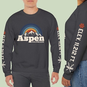 Aspen Colorado Snowboarding Shirt, Ski Shirt, Ski Resort Mountain Lover Shirt, Colorado Ski Resort Aspen Unisex Crewneck Sweatshirt