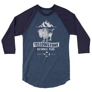 Yellowstone National Park Outdoor Hiking vacation shirt 3/4 sleeve raglan shirt Unisex