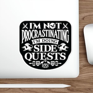 Doing Side Quests Sticker, Funny Meme, Planner Sticker, cool sticker vinyl Indoor Outdoor laptop water bottle car Waterproof Die-Cut Sticker