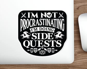 Doing Side Quests Sticker, Funny Meme, Planner Sticker, cool sticker vinyl Indoor Outdoor laptop water bottle car Waterproof Die-Cut Sticker