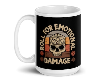 Lustige Rolle für emotionalen Schaden W20 RPG Gamer Geschenk für Papa Bruder Onkel große spülmaschinenfeste Keramik Kaffeebecher
