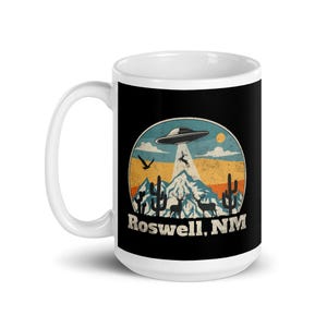 Roswell New Mexico UFO Alien Conspiracy Theory Dishwasher safe  glossy ceramic coffee mug
