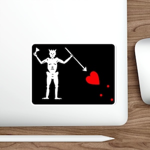 Blackbeard Flag, Jolly Roger, Edward Teach, Military Sticker vinyl Indoor Outdoor laptop water bottle car Waterproof Die-Cut Sticker