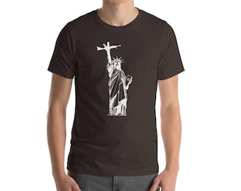 2nd Amendment Statue of Liberty holding a rifle Fathers Day Gift for Dad Unisex Jersey Short Sleeve Tee T-Shirt