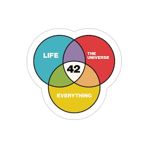The answer is 42 meme funny science math sticker Indoor outdoor laptop water bottle car Sticker Die-Cut Stickers