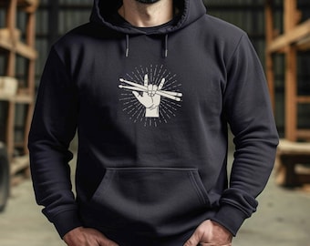 Drummer Musician Drum Sticks Drum Player Rock and Roll musician gift for him Shirt Unisex Hoodie Hooded Sweatshirt