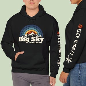 Camiseta de snowboard Big Sky Montana, camiseta de esquí, camiseta para amantes de la montaña en estaciones de esquí, sudadera con capucha unisex de Big Sky Ski Resort Montana