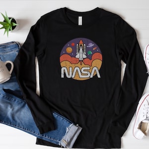 Retro Vintage Nasa Space Shuttle Launch shirt Long Sleeve T-Shirt