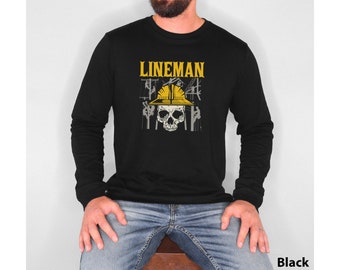 Camiseta unisex de manga larga para electricistas, contratistas y linieros. Regalo para papá, hermano y tío. Idea de regalo de Navidad.