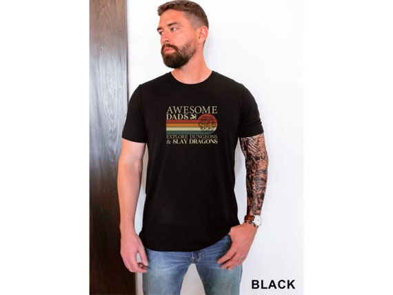 Mens Awesome Dads Explore Dungeons And Slay Dragons Rpg Nerdy Dad T-Shirt Mens Awesome Dads Explore Dungeons And Slay Dragons Rpg Nerdy Dad T-Shirt