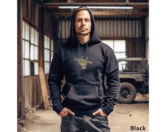Sudadera con capucha unisex con diseño de baterista, músico, baquetas, baterista, rock and roll