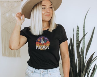 Nasa Space Shuttle Retro Vintage Start Unisex Jersey Kurzarm T-Shirt