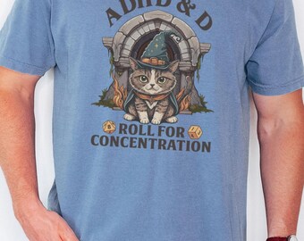 Camiseta unisex con colores COMFORT, Dungeons ADHD&D ADHD Roll for Concentration, dnd, Dungeon Master