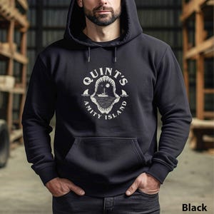 Quint&#39;s Amity Island Jaws Retro Movie Fishing shirt beach vacation Unisex Hoodie Hooded Sweatshirt