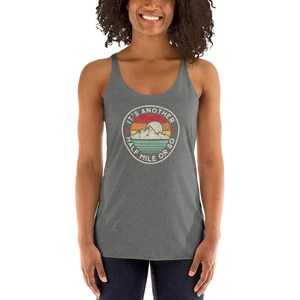 Funny hiking mountain adventure camping retro vintage another mile Next Level 6733 Ladies' Triblend Racerback Tank image 3