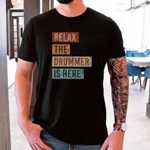 Funny Drummer shirt relax Musician gift Drum Sticks Drum Player Rock and Roll  Unisex Jersey Short Sleeve Tee T-shirt