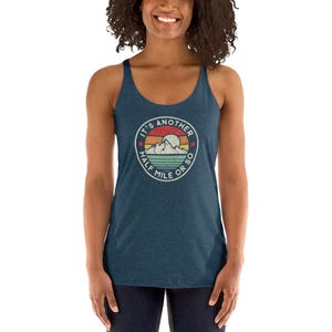 Funny hiking mountain adventure camping retro vintage another mile Next Level 6733 Ladies' Triblend Racerback Tank image 2
