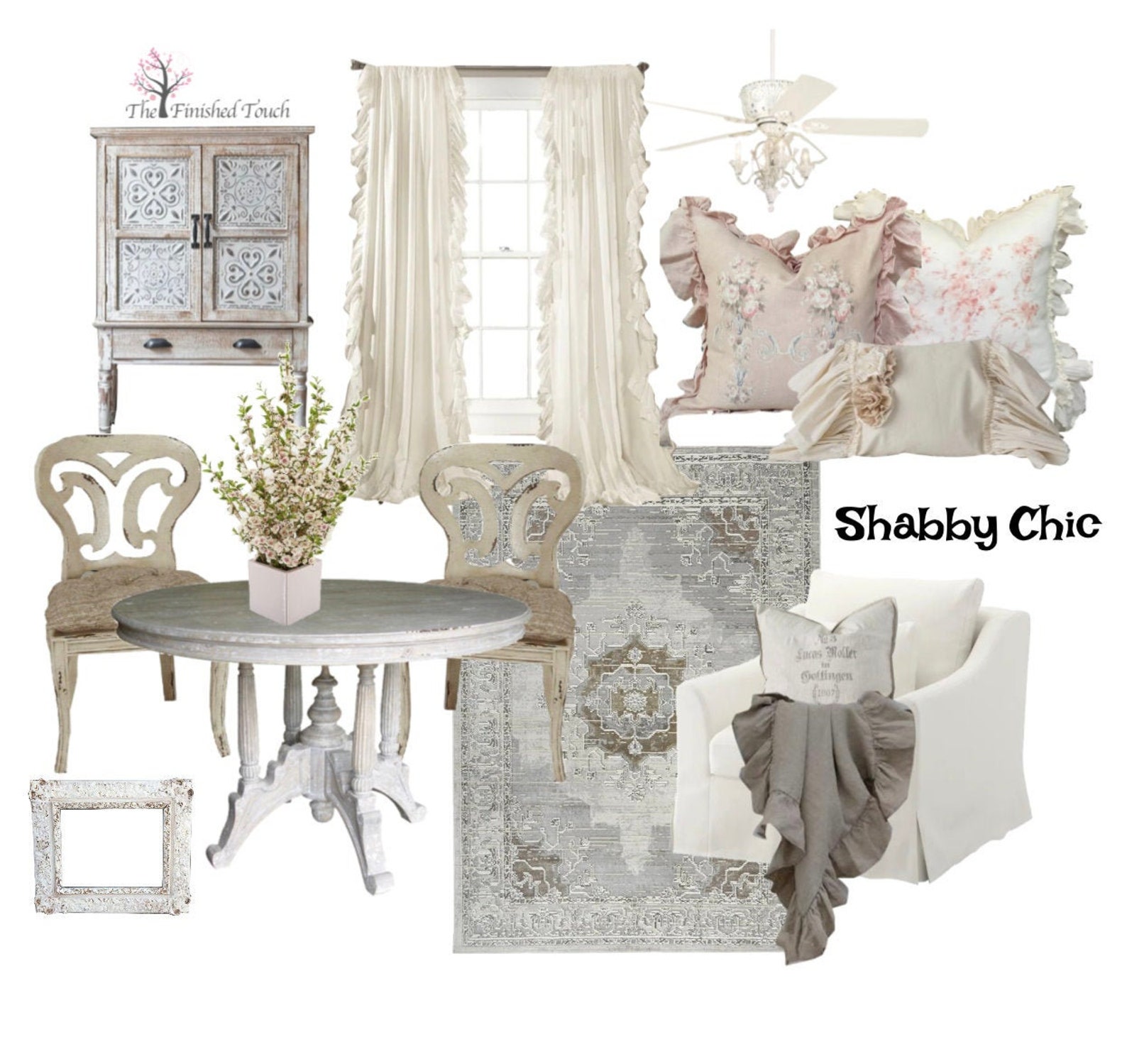 2D Mood board Shabby Chic Online Interior Design/Shabby Chic Etsy
