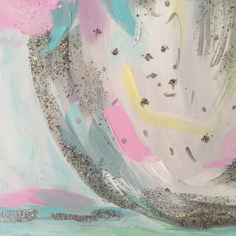 Pintura original de peonía acrílica en lienzo con brillo rosa | Etsy