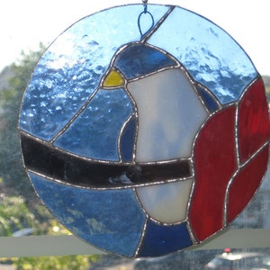 Bird and Flower,Suncatcher, Blue Bird, Glass Blue Bird, Bluebird Suncatcher, Stained Glass Bird, Window Decoration, Bluebird Ornament,