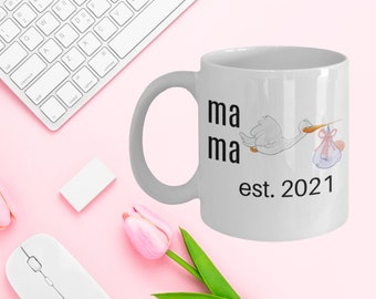 New Mom Mug, New Mom Gift, Ma Mug, Proud Mom Mug, Mother's Day Mug, Proud Mom Gift, Coffee Mug for Mom, Stork with Baby Image, Mama mug