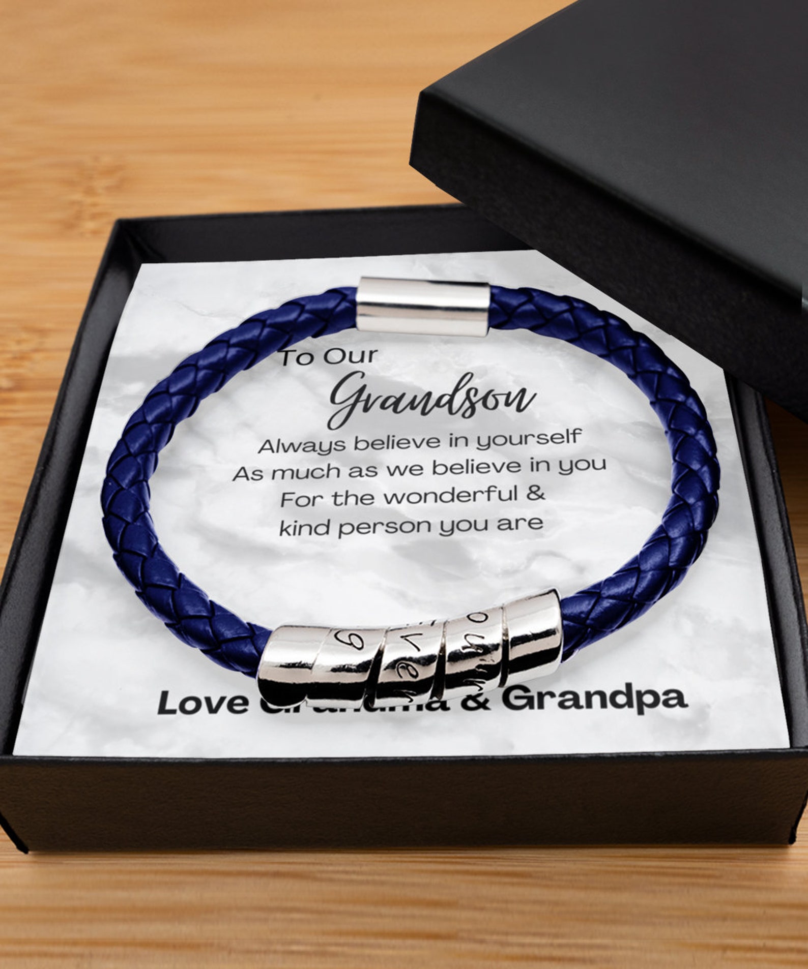 To My Grandson Bracelet From Grandma and Grandpa, to Our Grandson
