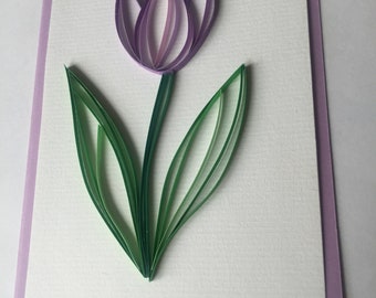 Quilled tulip greetings card for birthday, wedding, baby shower