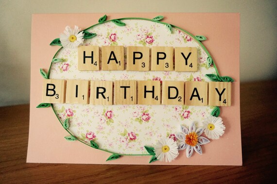 Carte De Piquants Floral Joyeux Anniversaire Avec Le Scrabble Etsy Carte De Piquants Floral Joyeux Anniversaire Avec Le Scrabble Etsy